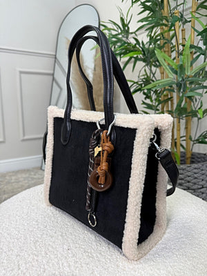 Teddy - Trim Suedette Charm Tote Bag ( 5 colours ) - Susie's Boutique - | Women's Fashion Online