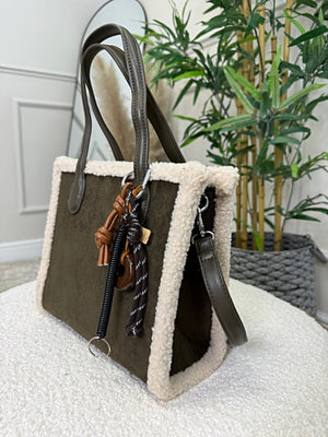 Teddy - Trim Suedette Charm Tote Bag ( 5 colours ) - Susie's Boutique - | Women's Fashion Online