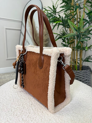 Teddy - Trim Suedette Charm Tote Bag ( 5 colours ) - Susie's Boutique - | Women's Fashion Online