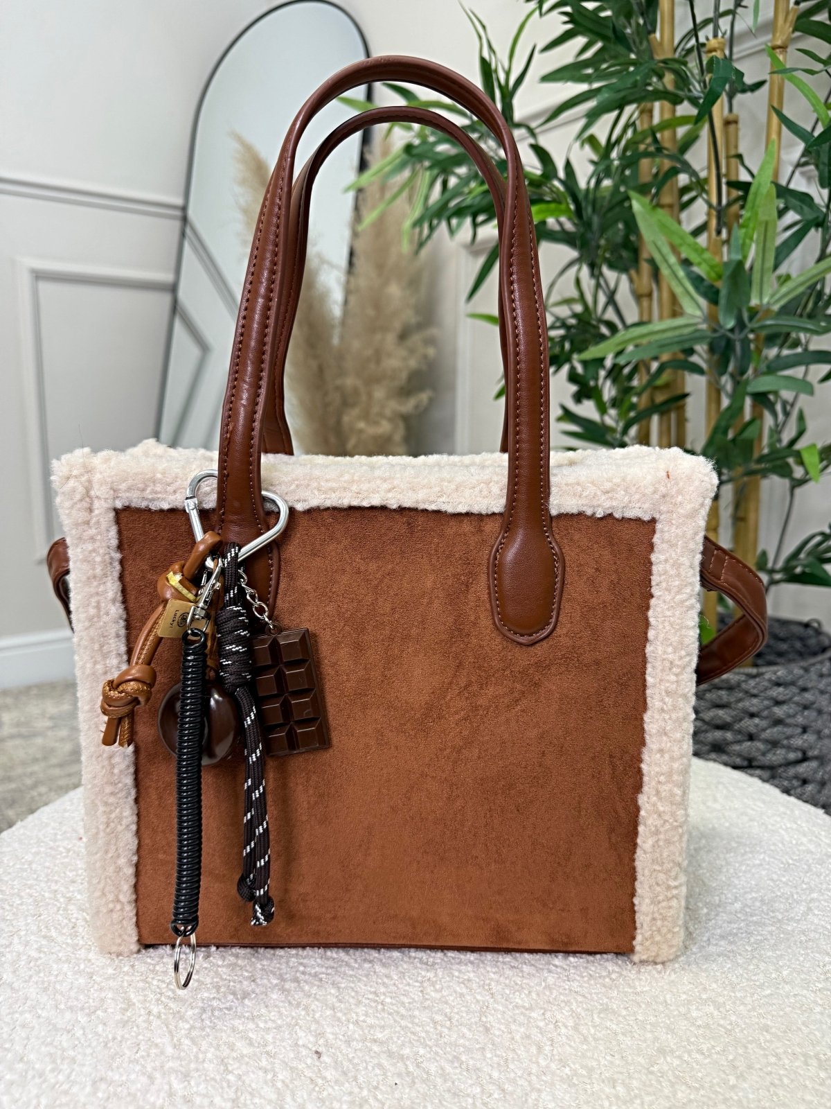 Teddy - Trim Suedette Charm Tote Bag ( 5 colours ) - Susie's Boutique - | Women's Fashion Online