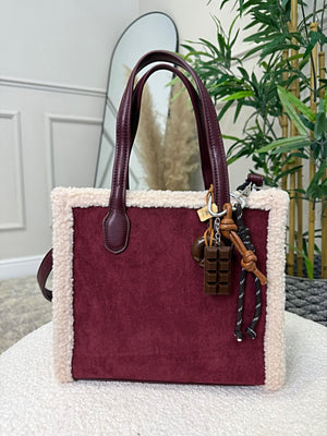 Teddy - Trim Suedette Charm Tote Bag ( 5 colours ) - Susie's Boutique - | Women's Fashion Online