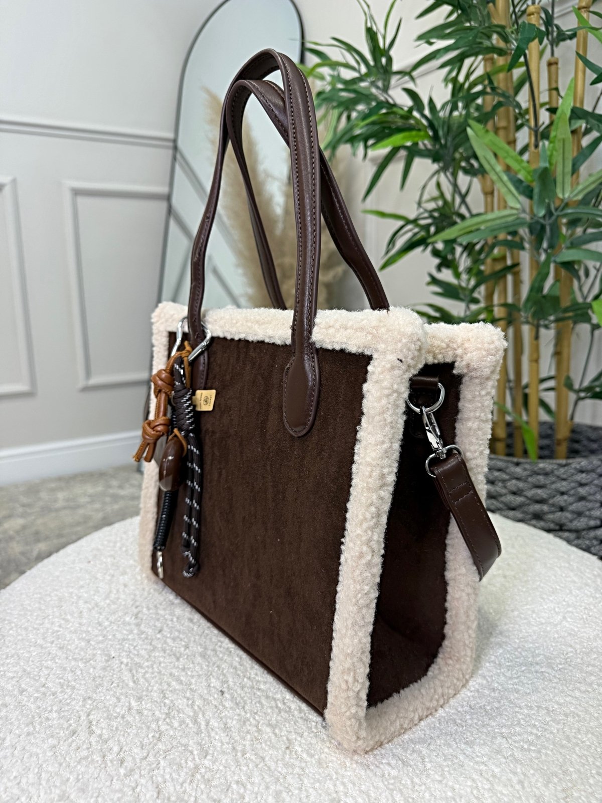 Teddy - Trim Suedette Charm Tote Bag ( 5 colours ) - Susie's Boutique - | Women's Fashion Online