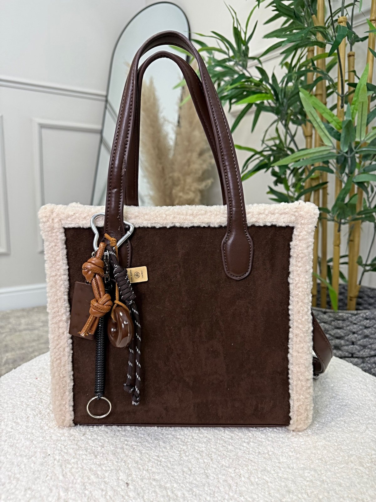 Teddy - Trim Suedette Charm Tote Bag ( 5 colours ) - Susie's Boutique - | Women's Fashion Online