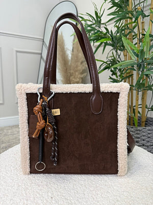 Teddy - Trim Suedette Charm Tote Bag ( 5 colours ) - Susie's Boutique - | Women's Fashion Online
