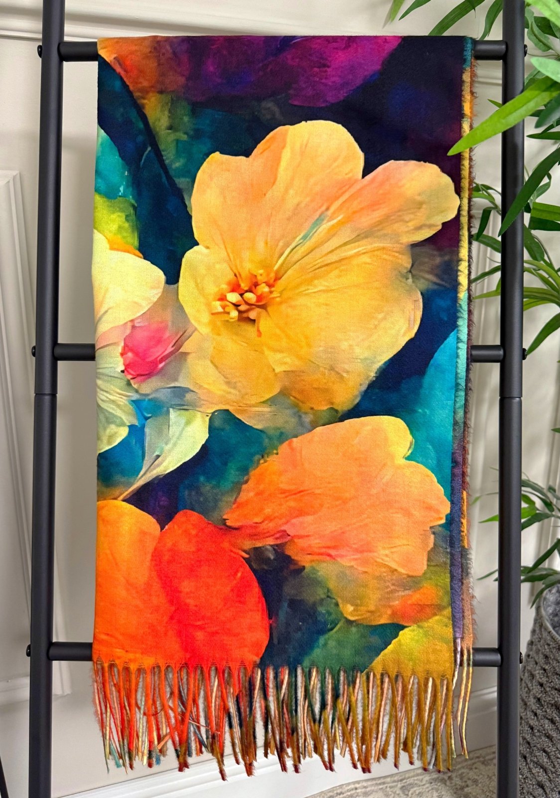 Watercolour Floral Tassel Scarf – Bright Bloom - Susie's Boutique - | Women's Fashion Online