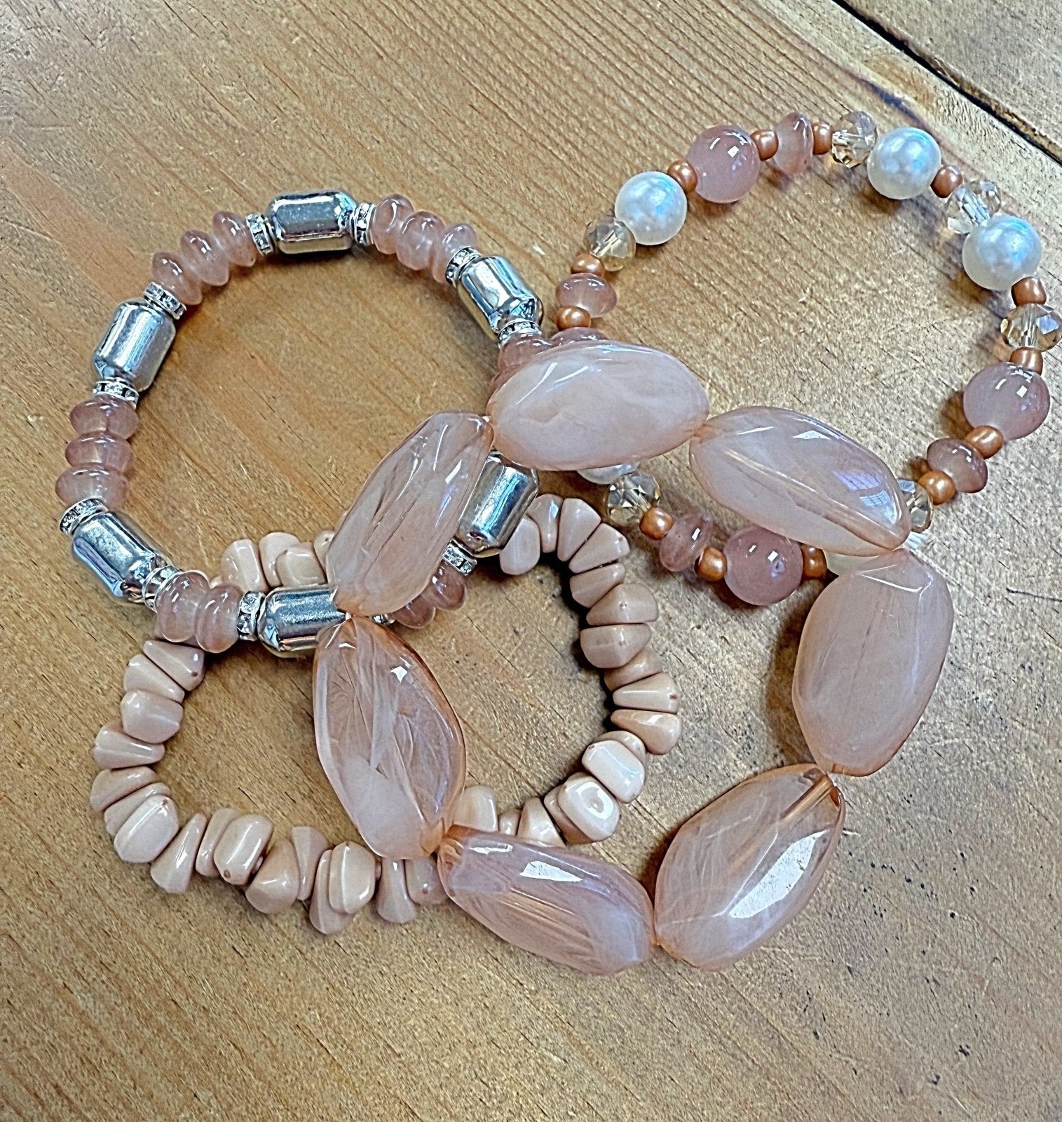 4 - Piece Mocha Beaded Bracelet Stack - Susie's Boutique - | Women's Fashion Online