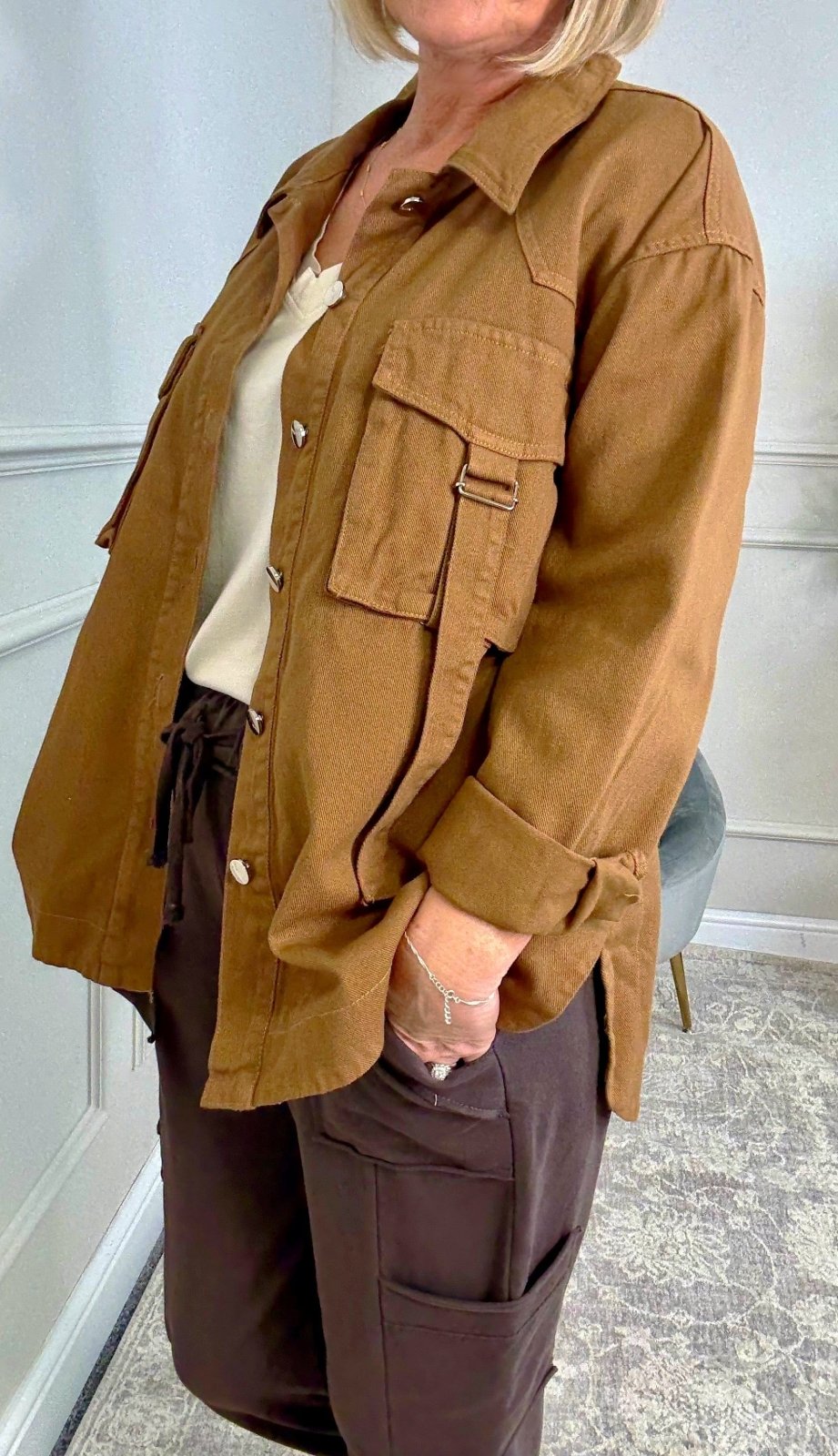 Liora Utility Denim Jacket 10–18 Caramel - Susie's Boutique - | Women's Fashion Online