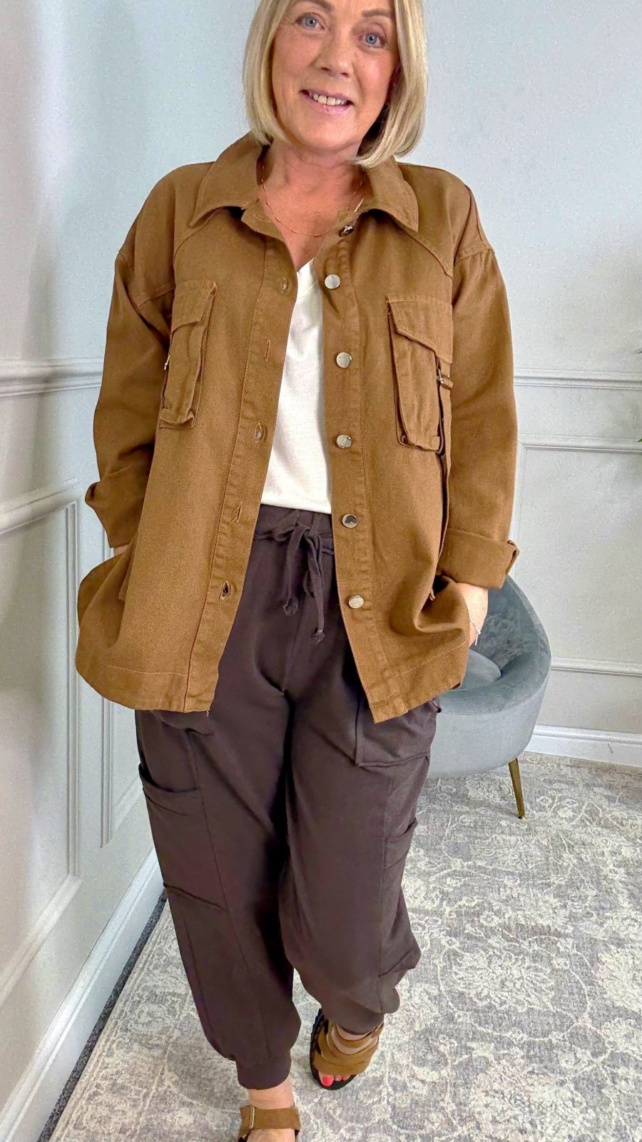 Liora Utility Denim Jacket 10–18 Caramel - Susie's Boutique - | Women's Fashion Online