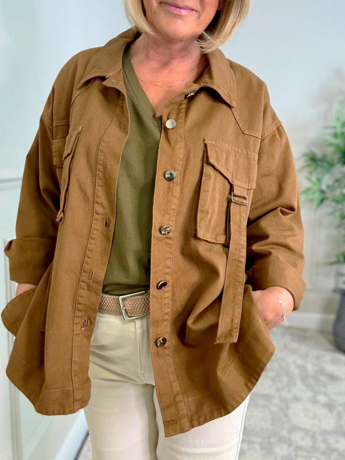 Liora Utility Denim Jacket 10–18 Caramel - Susie's Boutique - | Women's Fashion Online