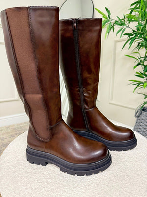 Claudia Chunky Sole Knee - High Boots – Chocolate - Susie's Boutique - | Women's Fashion Online