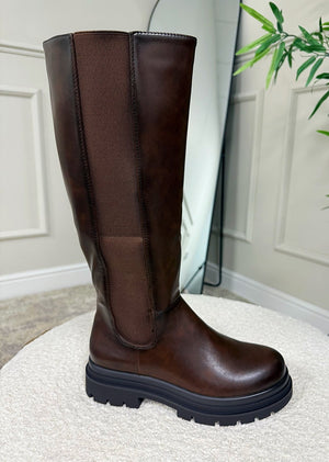 Claudia Chunky Sole Knee - High Boots – Chocolate - Susie's Boutique - | Women's Fashion Online