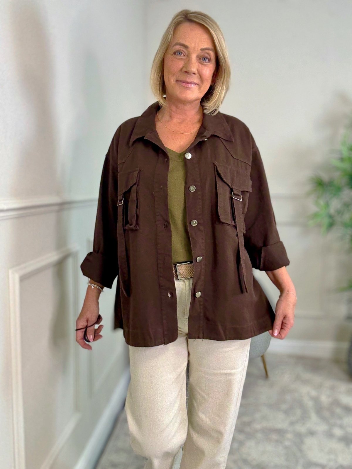Liora Utility Denim Jacket 10–18 Chocolate - Susie's Boutique - | Women's Fashion Online