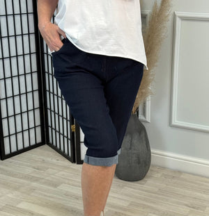 Emma Magic Stretch Denim Shorts Sizes 8–20 Dark Wash - Susie's Boutique - | Women's Fashion Online