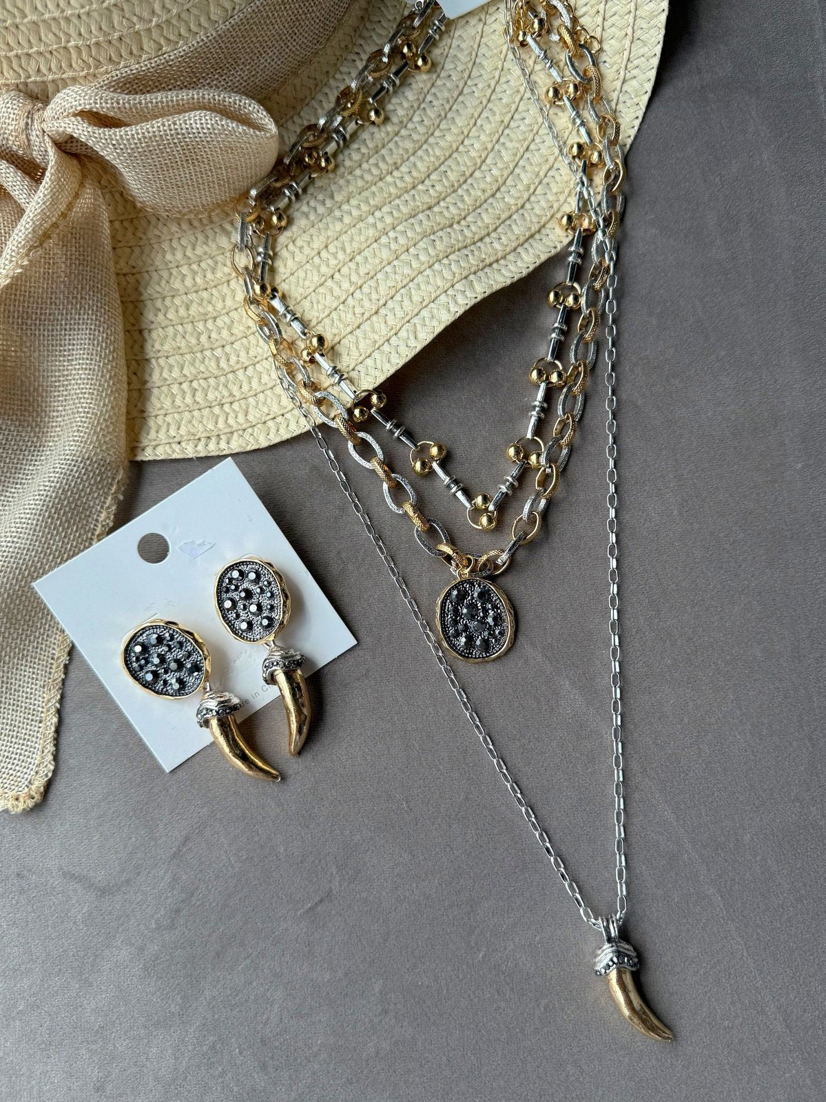 Gold Fang Drop Earrings - Susie's Boutique - | Women's Fashion Online