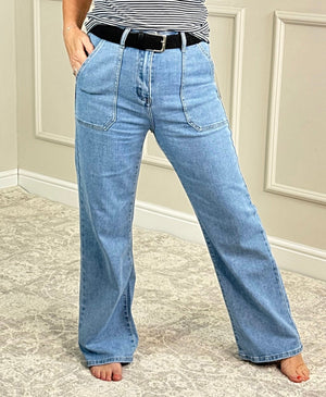 Indie Retro Wide - Leg Utility Jeans 10 - 20 - Susie's Boutique - | Women's Fashion Online