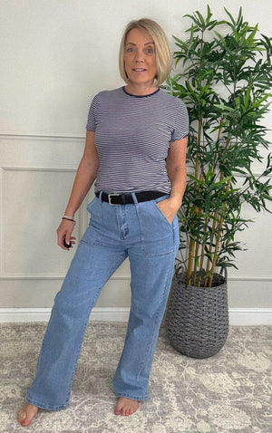 Indie Retro Wide - Leg Utility Jeans 10 - 20 - Susie's Boutique - | Women's Fashion Online