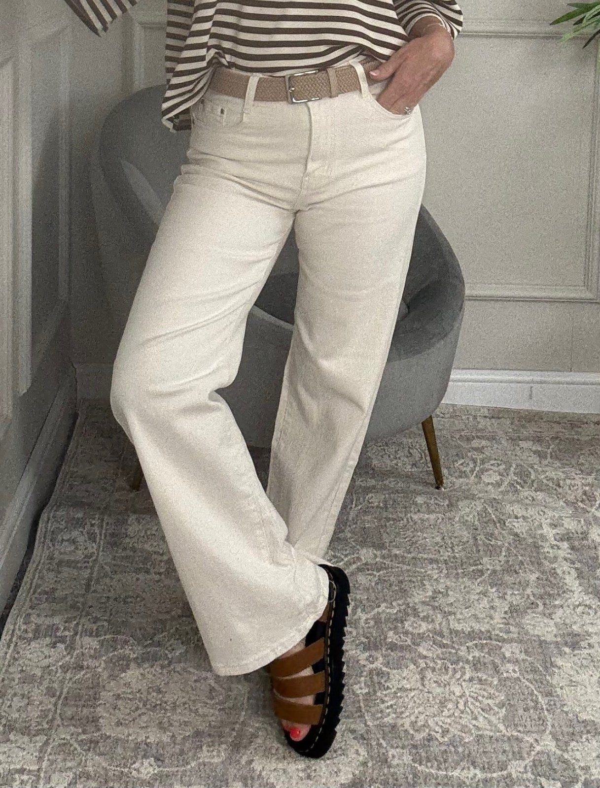 Callie Wide - Leg Jeans 10 - 20 Ecru - Susie's Boutique - | Women's Fashion Online