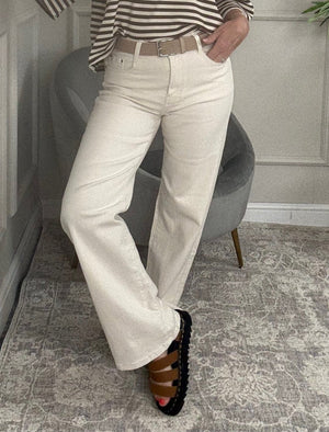 Callie Wide - Leg Jeans 10 - 20 Ecru - Susie's Boutique - | Women's Fashion Online
