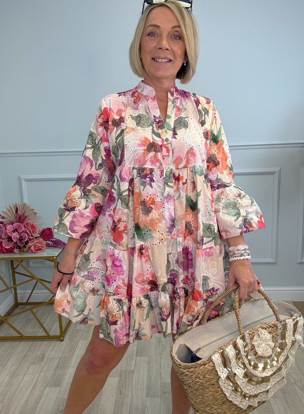 Leah Broderie Anglaise Floral Smock Tunic Dress 8–18 - Susie's Boutique - | Women's Fashion Online