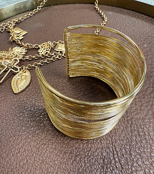 Gold Wire Wrap Statement Cuff Bracelet Bangle - Susie's Boutique - | Women's Fashion Online
