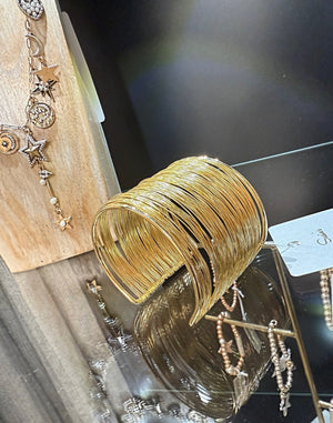 Gold Wire Wrap Statement Cuff Bracelet Bangle - Susie's Boutique - | Women's Fashion Online
