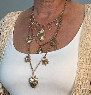 Heart & Charm Layered Necklace – Crosses & Suns Gold - Susie's Boutique - | Women's Fashion Online