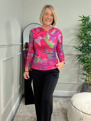 Nyla Mesh Swirl Top 8 - 14 Hot Pink - Susie's Boutique - | Women's Fashion Online