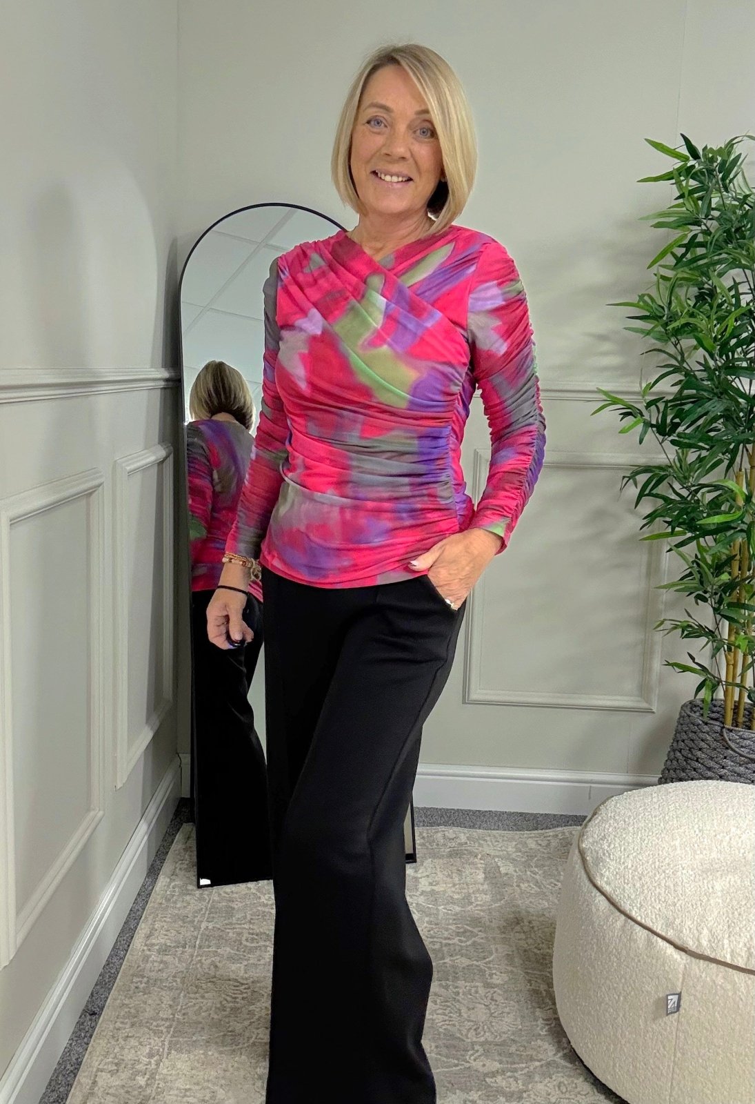 Nyla Mesh Swirl Top 8 - 14 Hot Pink - Susie's Boutique - | Women's Fashion Online