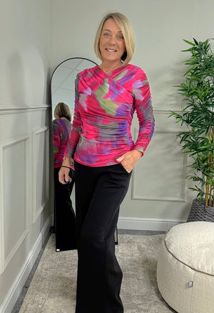 Nyla Mesh Swirl Top 8 - 14 Hot Pink - Susie's Boutique - | Women's Fashion Online