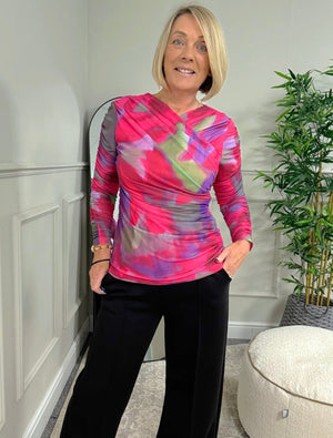 Nyla Mesh Swirl Top 8 - 14 Hot Pink - Susie's Boutique - | Women's Fashion Online