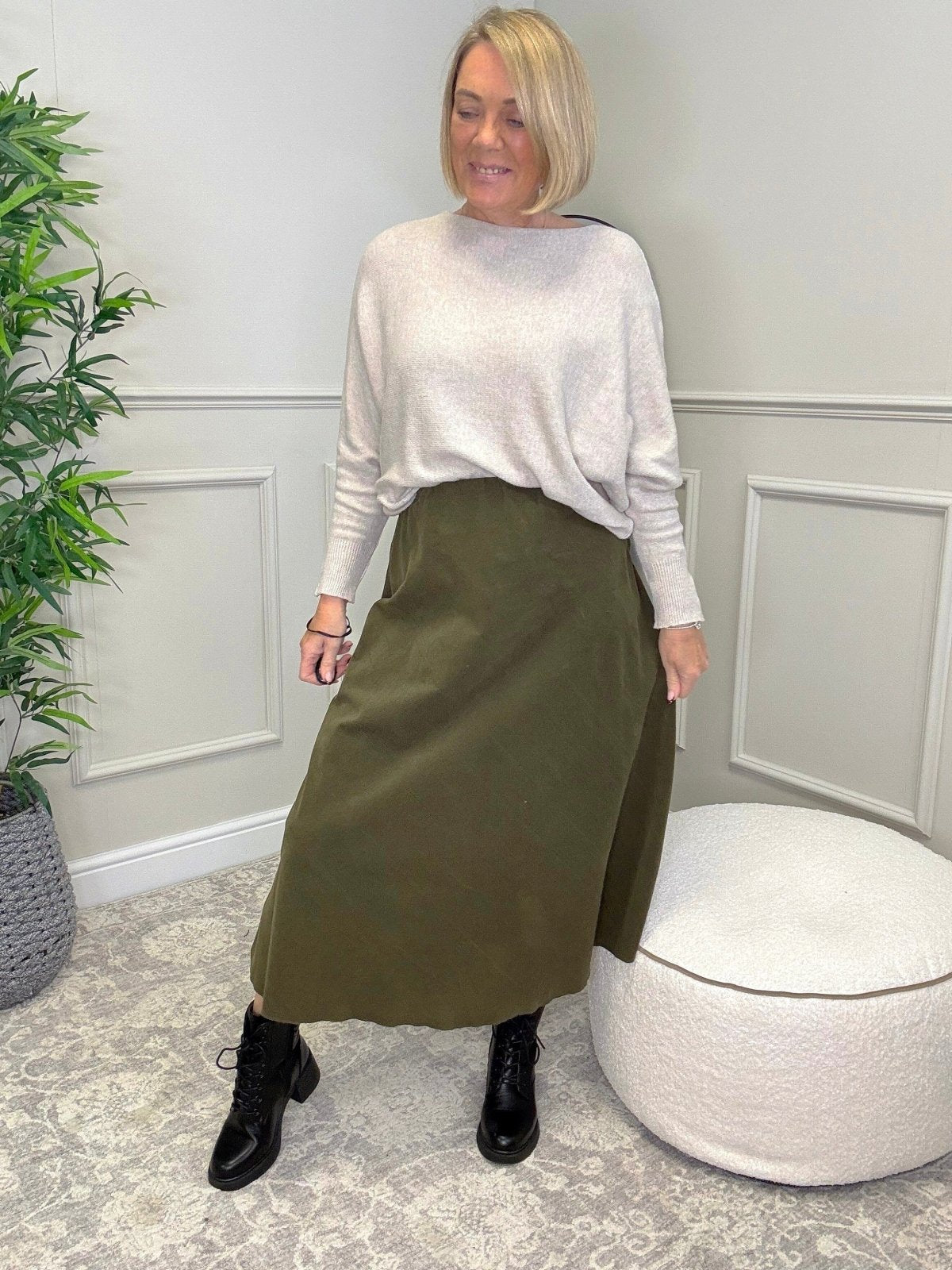 Iris Pincord Skirt Size 8–16 Khaki - Susie's Boutique - | Women's Fashion Online