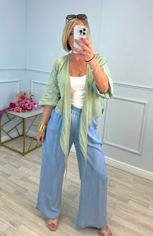 Nysa Cotton Tie - Front Shrug 8 - 18 Khaki - Susie's Boutique - | Women's Fashion Online