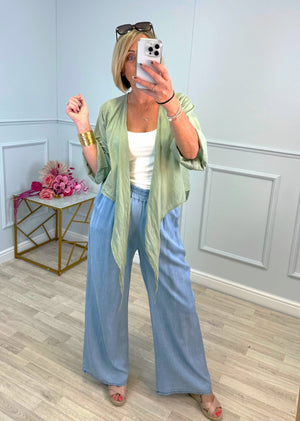 Nysa Cotton Tie - Front Shrug 8 - 18 Khaki - Susie's Boutique - | Women's Fashion Online