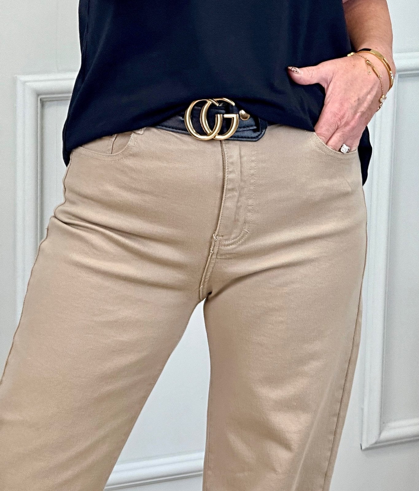 Callie Wide - Leg Jeans – High - Waisted, Relaxed Fit (Sizes 10 - 20) Latte - Susie's Boutique - | Women's Fashion Online