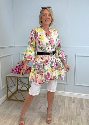 Leah Broderie Anglaise Floral Smock Tunic Dress 8–18 Lemon - Susie's Boutique - | Women's Fashion Online