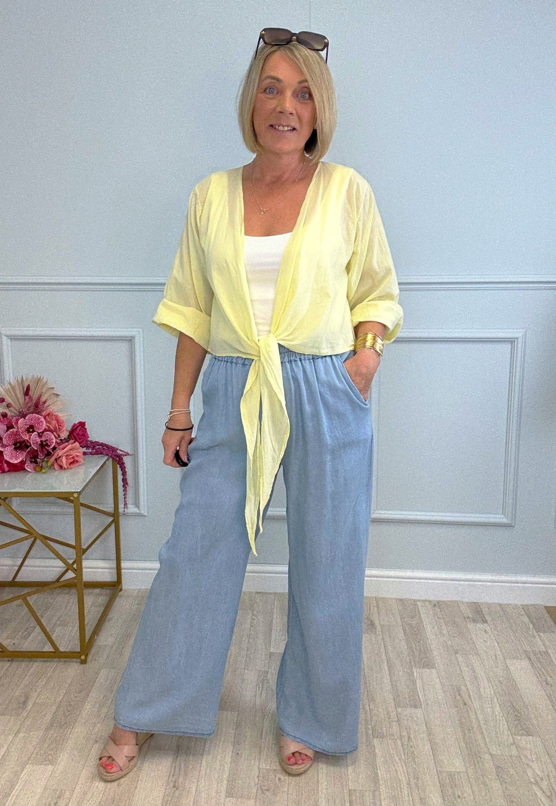 Nysa Cotton Tie - Front Shrug 8 - 18 Lemon - Susie's Boutique - | Women's Fashion Online