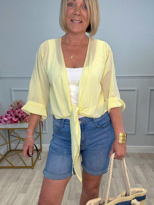 Nysa Cotton Tie - Front Shrug 8 - 18 Lemon - Susie's Boutique - | Women's Fashion Online