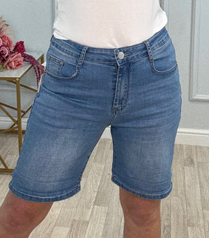 Sia Push - Up Stretch Denim Shorts Mid - Wash Sizes 10–22 - Susie's Boutique - | Women's Fashion Online