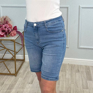Sia Push - Up Stretch Denim Shorts Mid - Wash Sizes 10–22 - Susie's Boutique - | Women's Fashion Online