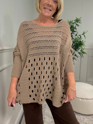 Felicity Oversized Crochet Jumper 8 - 18 Mocha - Susie's Boutique - | Women's Fashion Online