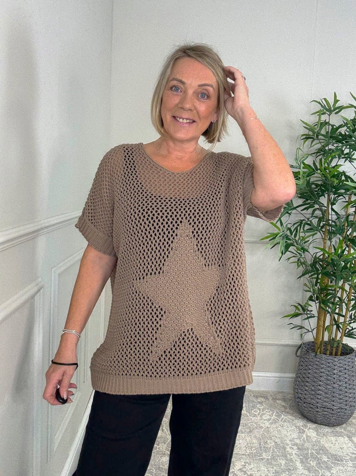 Star Mesh Knit Jumper 8 - 18 Mocha - Susie's Boutique - | Women's Fashion Online