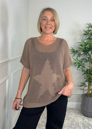 Star Mesh Knit Jumper 8 - 18 Mocha - Susie's Boutique - | Women's Fashion Online