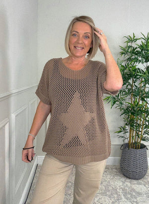 Star Mesh Knit Jumper 8 - 18 Mocha - Susie's Boutique - | Women's Fashion Online