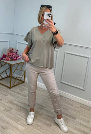 Lena Lace Sleeve T-Shirt One Size 8–16 Mocha - Susie's Boutique - | Women's Fashion Online