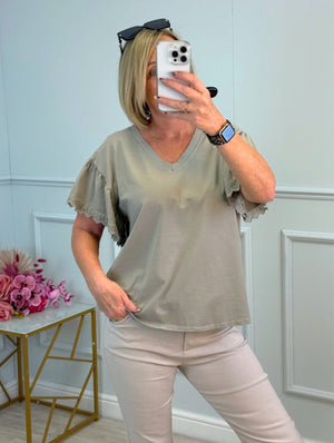 Lena Lace Sleeve T-Shirt One Size 8–16 Mocha - Susie's Boutique - | Women's Fashion Online