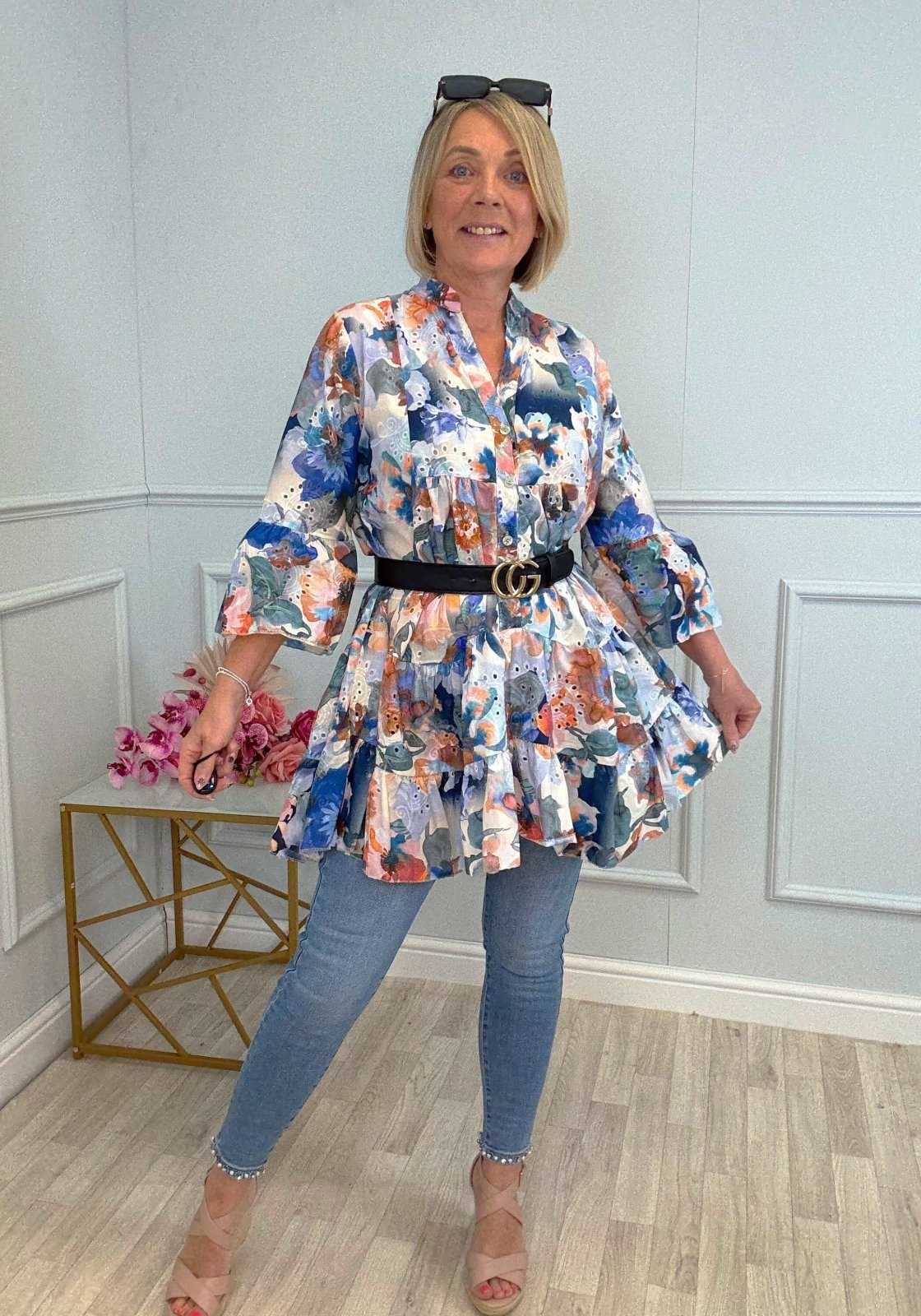 Leah Broderie Anglaise Floral Smock Tunic Dress 8–18 Navy - Susie's Boutique - | Women's Fashion Online