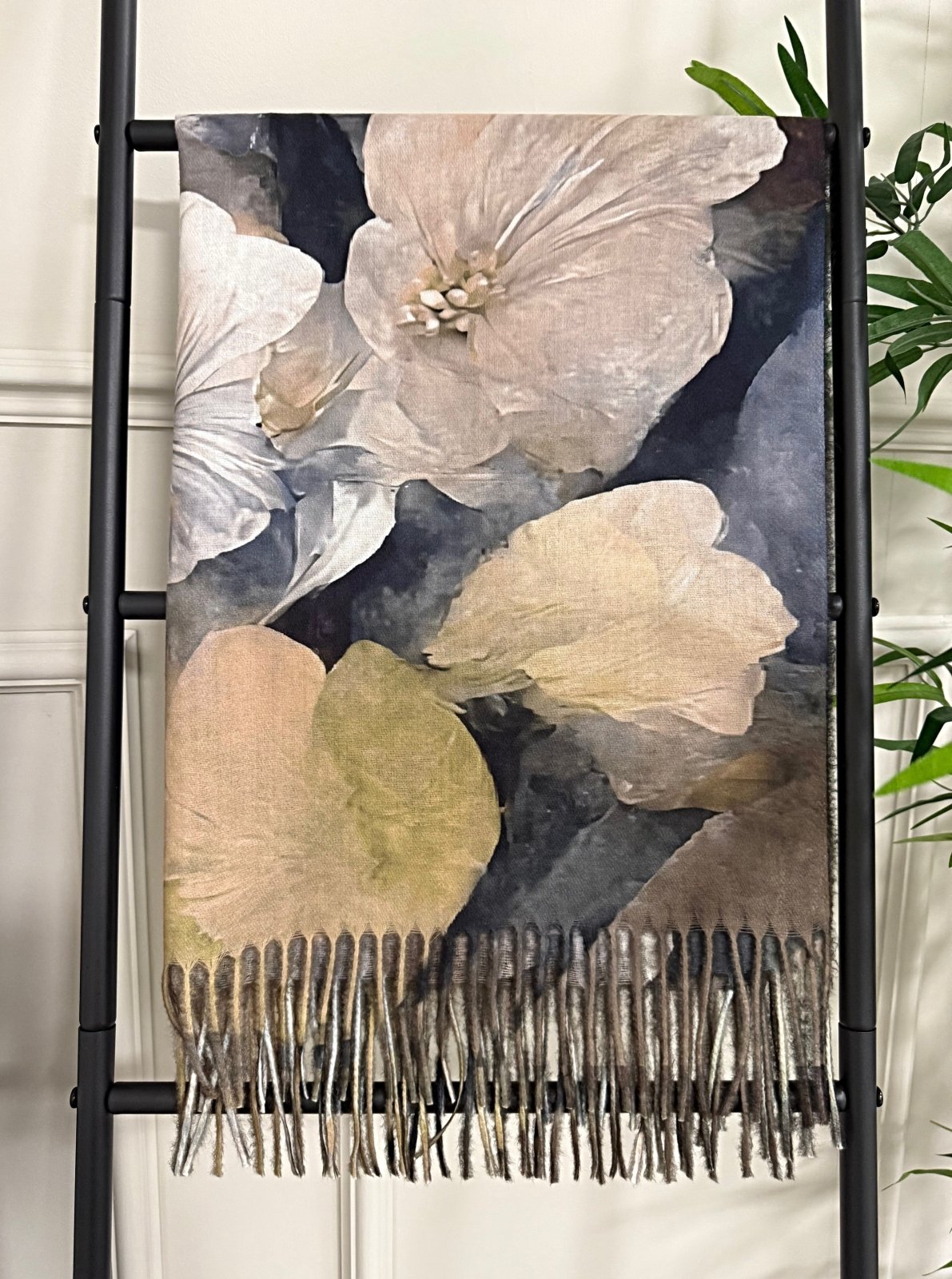 Watercolour Floral Tassel Scarf – Neutral Bloom - Susie's Boutique - | Women's Fashion Online