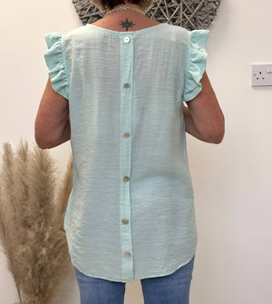 Grace Frill Sleeve Button Back Top 8-16
