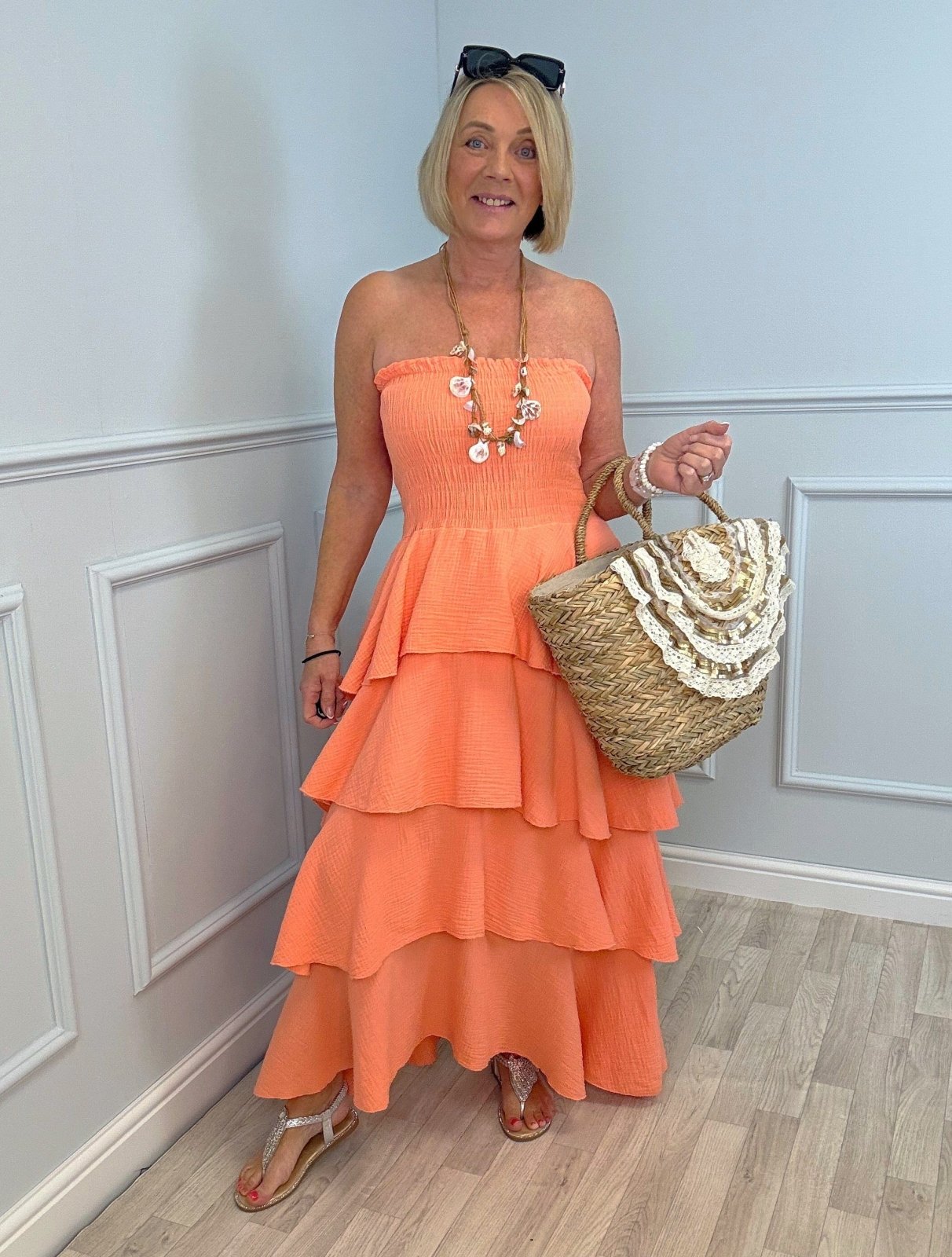 Thalia Cheesecloth Tiered Rara Maxi Dress 10 - 18 Coral - Susie's Boutique - | Women's Fashion Online