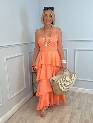 Thalia Cheesecloth Tiered Rara Maxi Dress 10 - 18 Coral - Susie's Boutique - | Women's Fashion Online